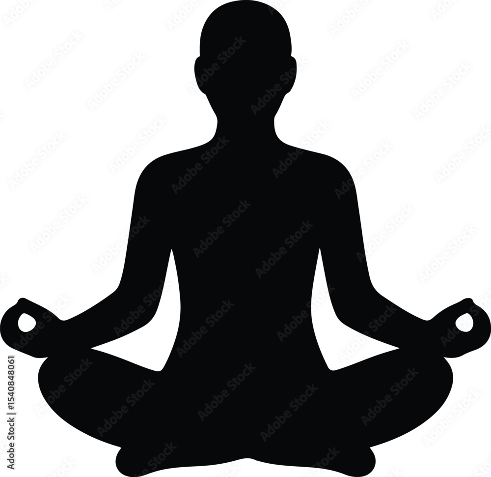 Silhouette meditation pose illustration simple black and white vector illustration Silhouette meditation pose illustration simple black and white vector illustration