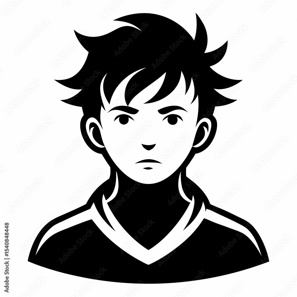 Serious boy cartoon avatar profile picture isolated on white background Serious boy cartoon avatar profile picture isolated on white background
