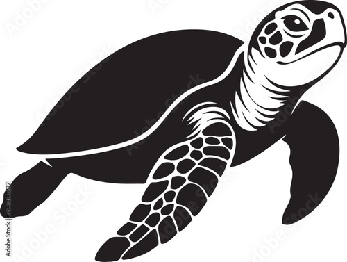 Majestic sea turtle vector silhouette art, Graceful sea turtle bold profile drawing