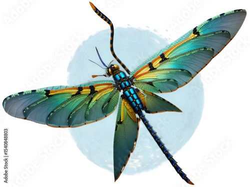 A dragonfly perched on a colorful flower petal, adding a touch of natural elegance to the garden scene