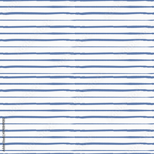 Stripes seamless pattern. Horizontal rough blue on white striped nautical background.