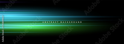 Black modern wide abstract technology background with glowing high-speed and movement light effect. Vector illustration
