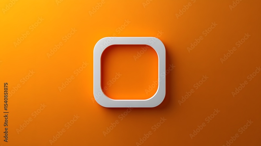 3D render of a silver square against a vibrant orange background. 3D render of a silver square against a vibrant orange background.