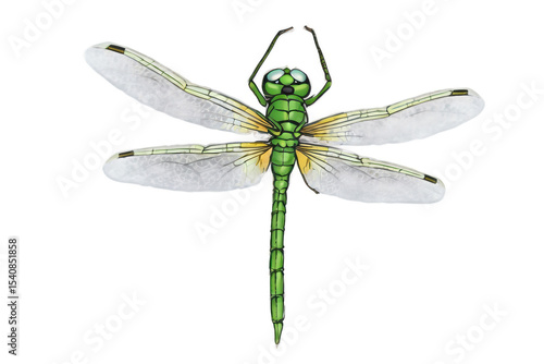 A dragonfly perched on a delicate flower, creating a beautiful focal point in a garden scene