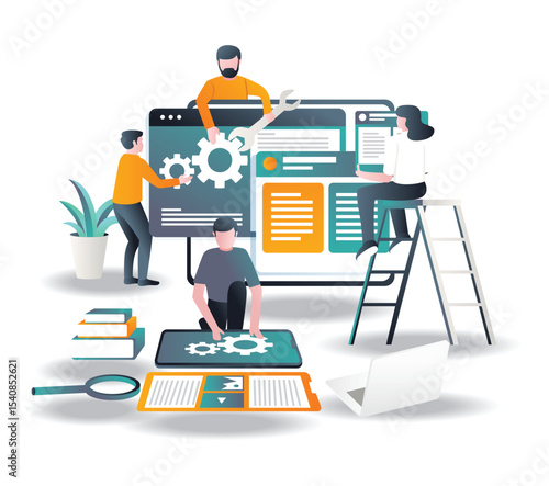 The web developer team is building a smartphone app in flat design