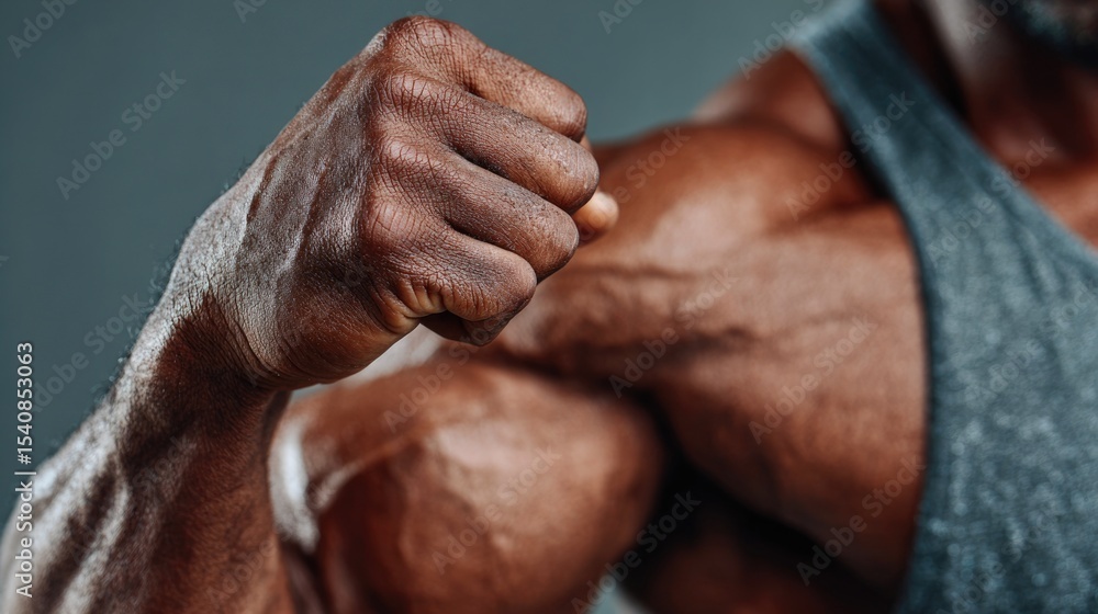 Fototapeta premium Muscular Arm Flexing Close-Up