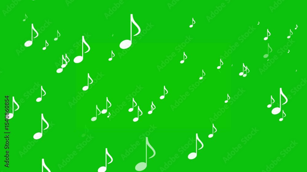 Notes Sound Overlay Musical notes flying animation on solid background for alpha ...