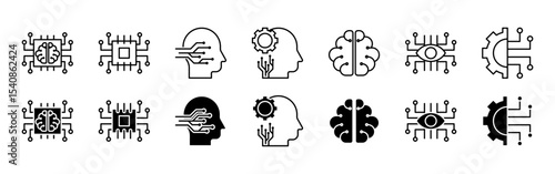 Artificial Intelligence icon set isolated on white background vector illustration	
