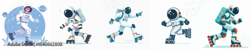 astronaut vector roller skating