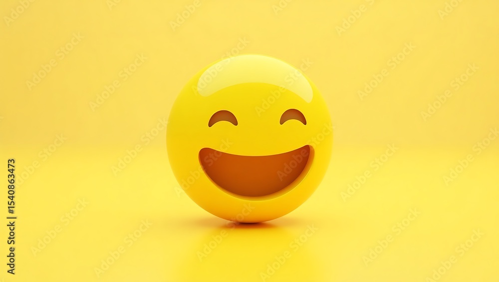Happy yellow emoji on yellow background Happy yellow emoji on yellow background