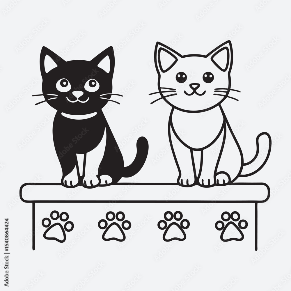 Obraz premium Cat Animal set line art vector 