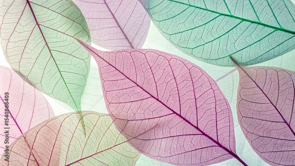 Obraz premium Skeletal Leaves Pastel Color Palette, Detailed Veins, Nature Concept, Leaf Texture, Botanical Art Leaf Photography, Botanical Illustration