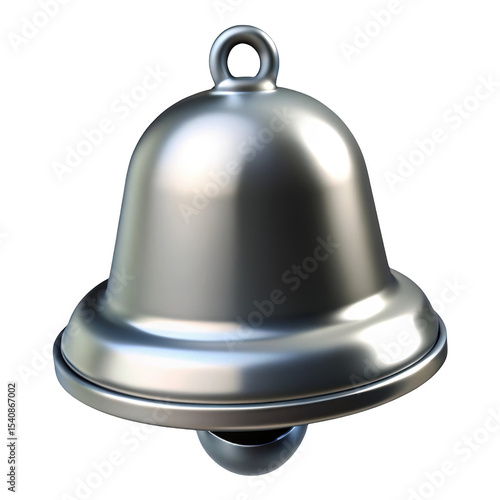 Shiny silver bell 3d render isolated on black