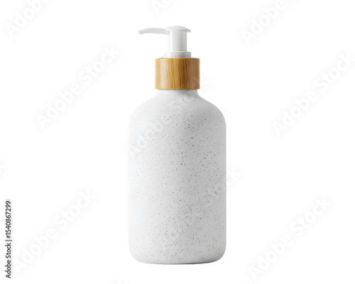 White Speckled Ceramic Soap Dispenser with Bamboo Pump