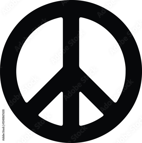 Silhouette peace symbol in black and white vector illustration