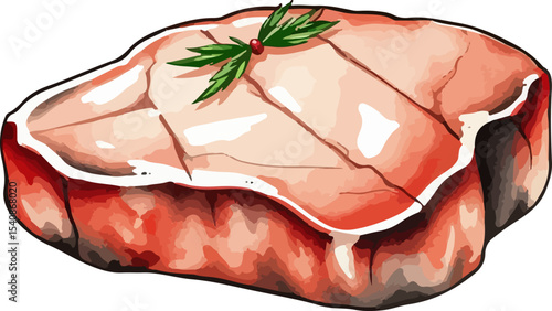 Watercolor vector illustration of a steak.