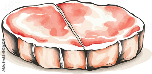 Watercolor vector illustration of a steak.