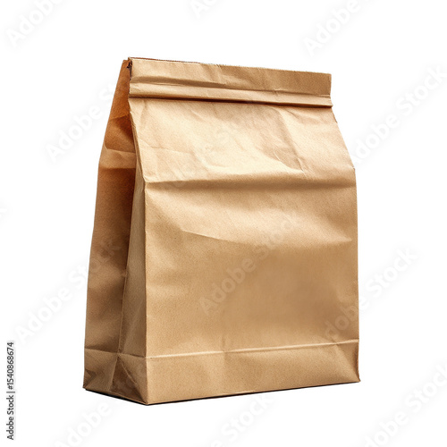 Brown paper bag on white background showcases simplicity and versatility for various uses, Brown Paper Bag isolated on white background