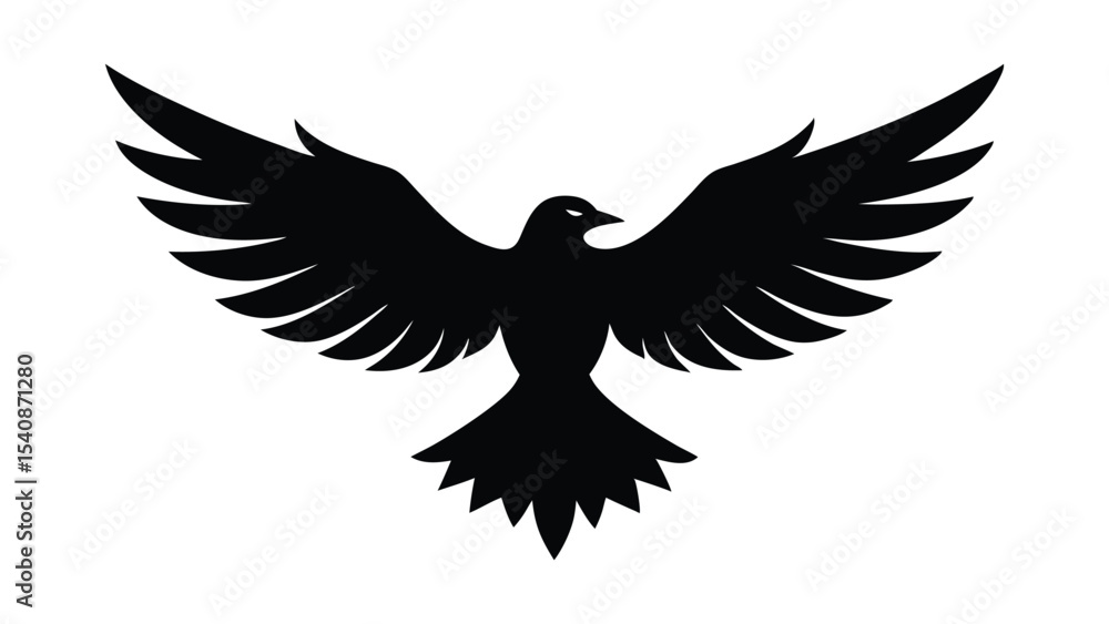 Obraz premium Wise eagle soaring with fully spread wings in flight over mountains silhouette