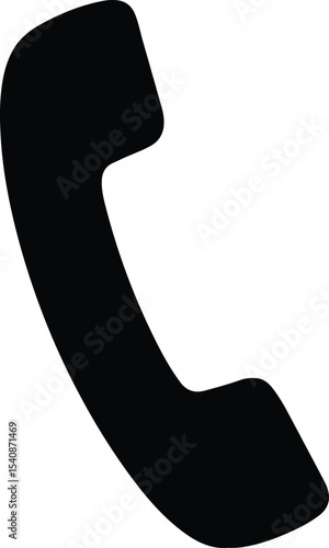 Silhouette phone receiver simple black and white vector illustration