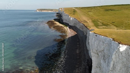 Seven sisters cliffs looking West and over beach and sea