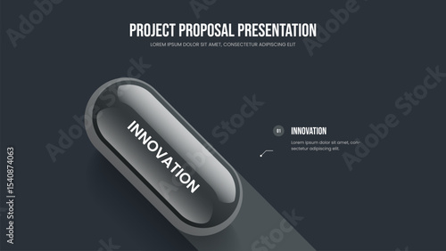 Financial Showcase Slide Layout Vector Illustration. Digital Development 1 Step Infographic Presentation Design. Marketing Launch One Option Diagram Slideshow Template.