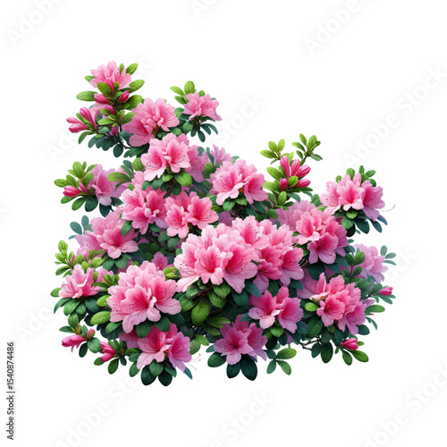 Pink Azalea Bush in Full Bloom
