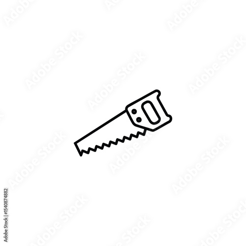 Hand Saw Monochrome Line Icon Woodworking Tool Vector