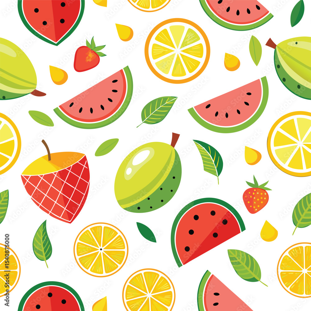 Fruits pattern (watermelon, lemon) Fruits pattern (watermelon, lemon)