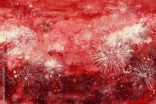 Colorful fireworks display celebrates Canada Day in a vibrant red sky Generative AI