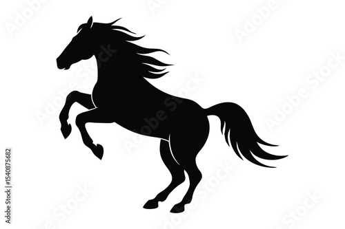 Silhouette of a horse rearing up on its hind legs vector illustration.