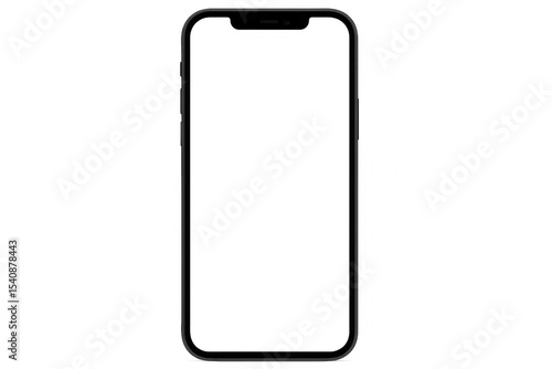 Modern smartphone with transparent background displaying empty screen