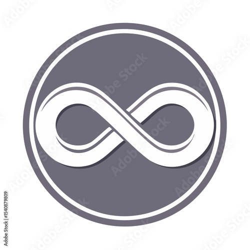 Infinity Symbol in Circle Graphic Design White Sign on Gray Background Eternal Loop Shape Creative Concept Endless Possibilities Limitless