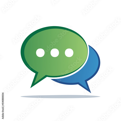Conversation Bubbles Design with Green and Blue Color for Dialogue Communication and Social Media Chat Concept Icon, Vector Illustration