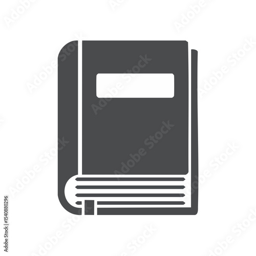 Closed hardcover book illustration icon for reading education and literary culture in simple design against a black background
