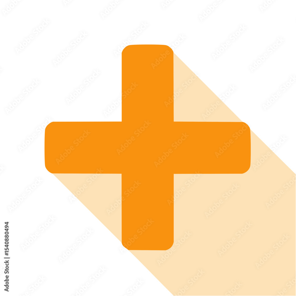 Obraz premium Orange Plus Sign on Black with Shadow. Addition Icon for Medical, Math, or Graphics