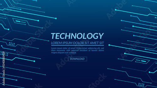 Futuristic abstract technology background design with connected electronic circuits with text, ideal for digital innovation, computer systems, and data networks