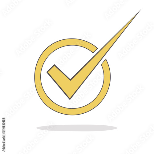 Abstract Golden Tick Illustration on Black Background Depicting Correct Choice Confirmation or Acceptance