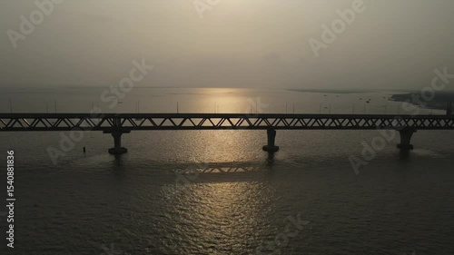 Wallpaper Mural 4K Sunset Aerial View of Padma Bridge – Iconic Infrastructure Over Padma River in Bangladesh Torontodigital.ca