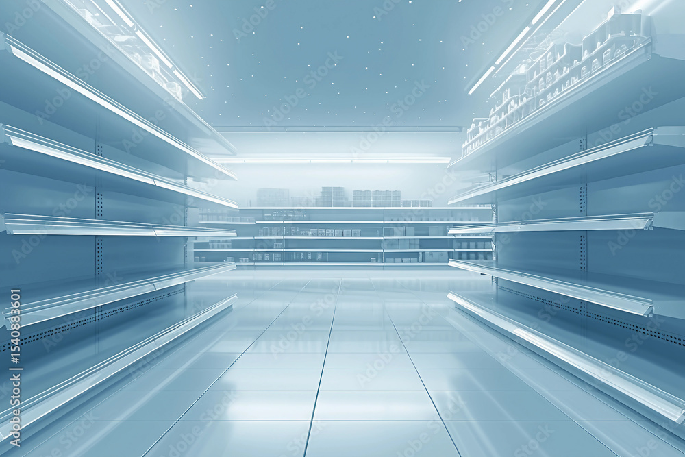 Obraz premium Spacious generative ai depiction of an empty industrial warehouse interior with high ceilings and large windows