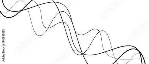 Abstract thin wave lines flowing smoothly across a soft white background, minimalist design.