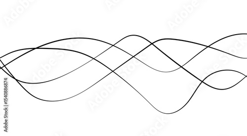 Abstract thin wave lines flowing smoothly across a soft white background, minimalist design.