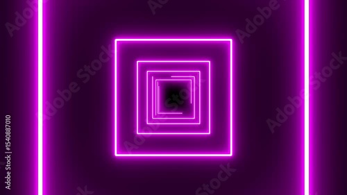 Neon tunnel glowing square tunnel background.
futuristic neon tunnel lighting lines. neon wave
