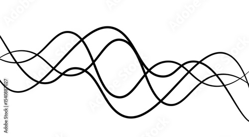 Abstract thin wave lines flowing smoothly across a soft white background, minimalist design.