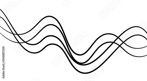 Abstract thin wave lines flowing smoothly across a soft white background, minimalist design.