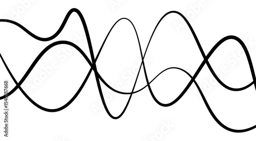 Abstract thin wave lines flowing smoothly across a soft white background, minimalist design.