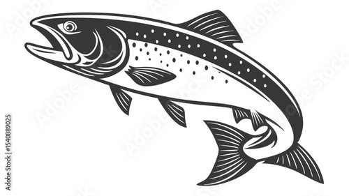 Majestic Salmon A Detailed Illustration of a Leaping Fish
