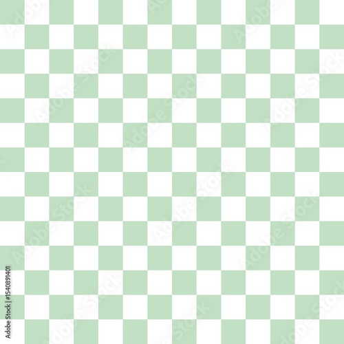Pastel green and white checkerboard seamless pattern