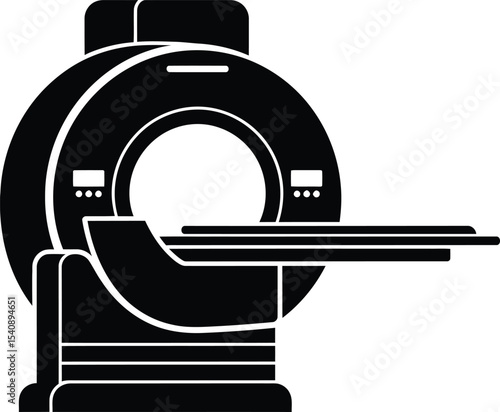 Vector illustration of a computed tomography scanner medical imaging diagnostic tool depicting advanced healthcare equipment for scanning patients