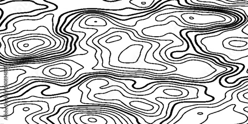 Abstract geographic topographic map style, elevation lines forming organic shapes, high contrast.